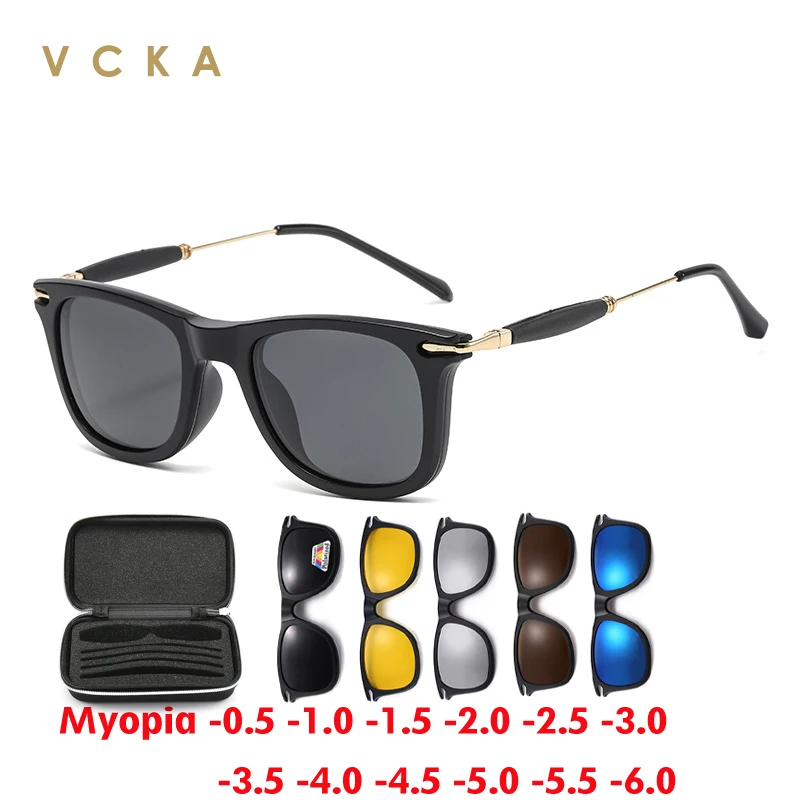 Мужские и женские очки для близорукости VCKA солнцезащитные 6 в 1 с магнитной