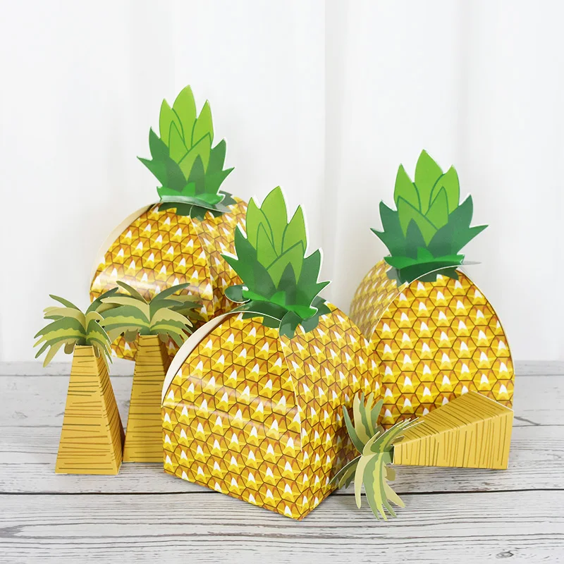 

5/10Pcs Coconut Palm Tree Pineapple Candy Boxes DIY Hawaii Paper Candy Bag Tropical Party Favor Box Hawaiian Luau Party Suuplies