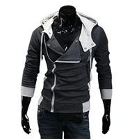 men coat slim contrast colors patchwork hooded button decor winter jacket for daily wear