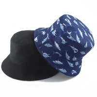 new fashion bucket hat fish shark print reversible fisherman hat summer sun hat for women men