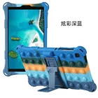 Радужный противоударный защитный чехол-подставка для Samsung Galaxy Tab A7 Lite 2021 SM T220 T225, детский силиконовый чехол для планшета + ручка на ремешке