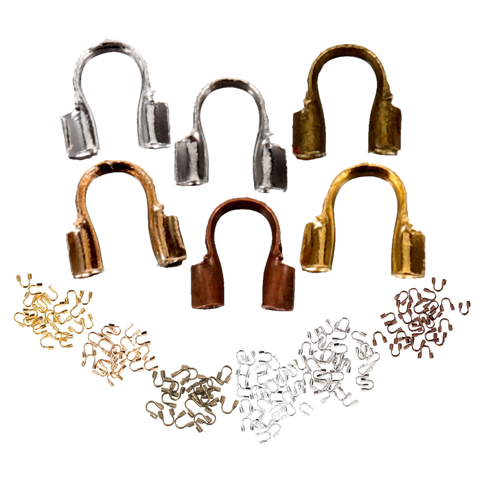 600 Pcs Safety Mask Beaded Choker Wire Guards DIY Crimp Crafts Jewelry Crimping Beads Making Earring Metal Covers Accessories