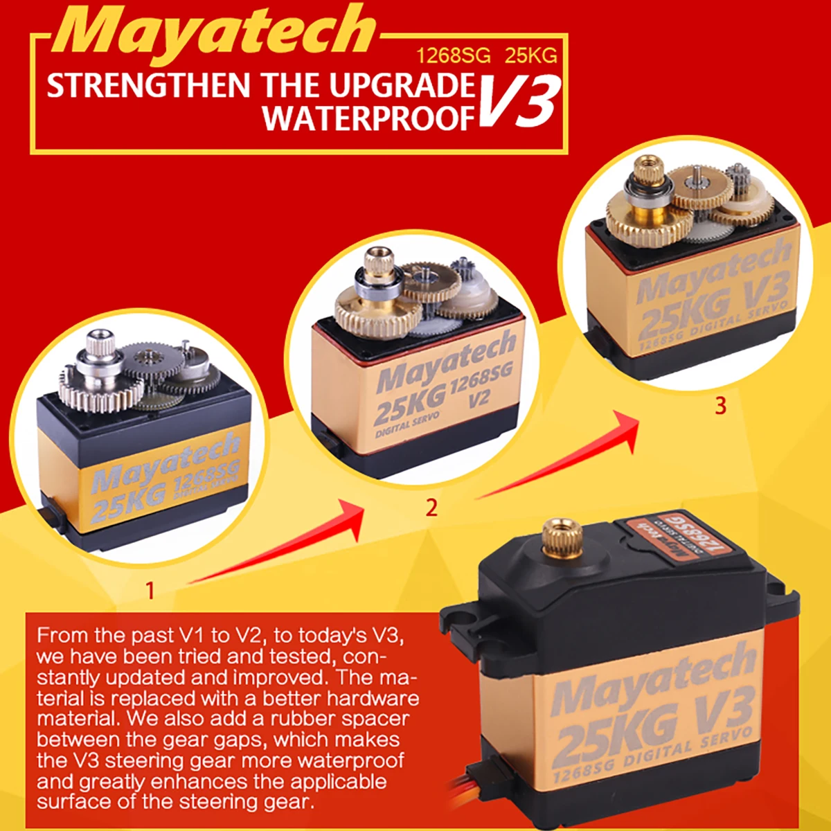 Новый Mayatech 1268SG V3 25 кг водонепроницаемый большой крутящий момент металлические зубья цифровой сервопривод может быть для сервопривода параболический 1258TG