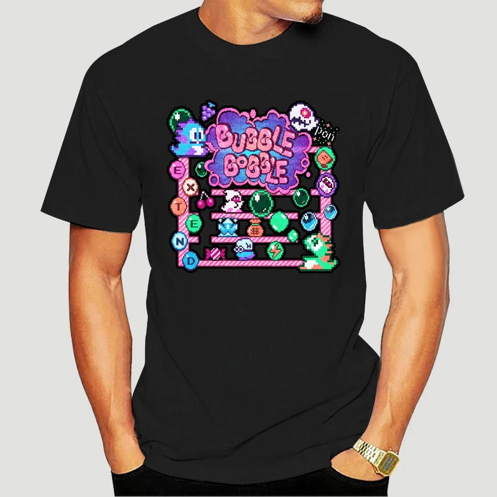 

Pure Cotton Bobble Bubble Retrogaming Nes Arcade Game Nostalgia T Shirt Unique Design For Man T-shirt Crewneck 5026X