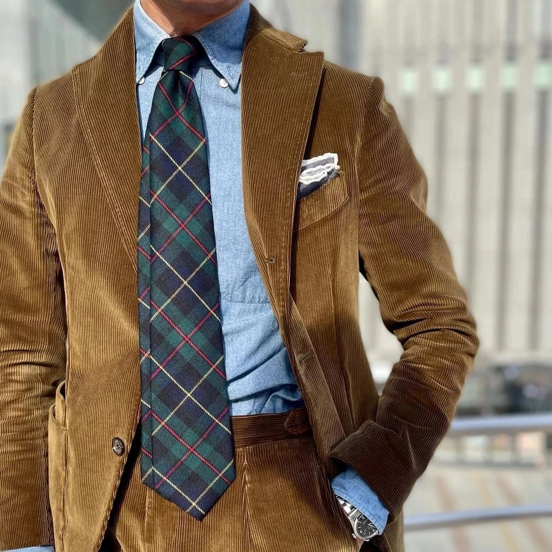 

Мужские вельветовые костюмы с широким вырезом, 2 шт.