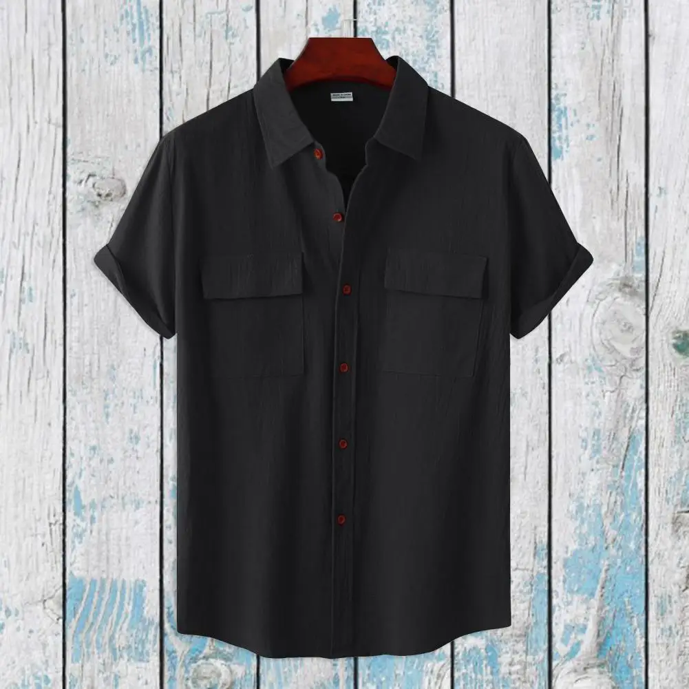 

Мужская рубашка Молодежная Стильная летняя рубашка кардиган с карманами с клапаном мужская рубашка