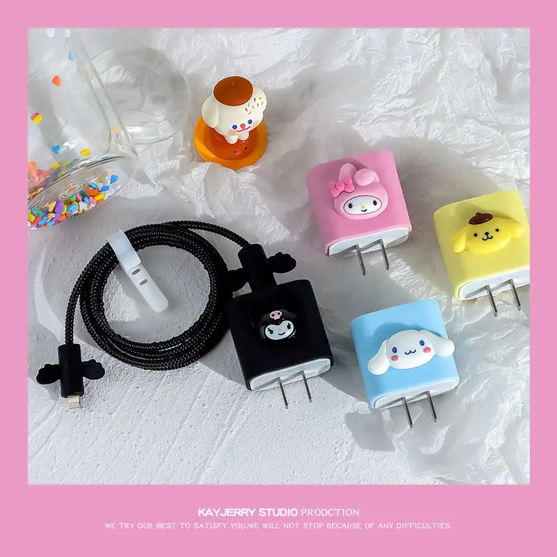 

Аксессуары для телефона Kawaii Cinnamoroll Kuromi Mymelody, мультяшный милый Iphone12/11 Pro Max Ipad, кабель для передачи данных, защитный чехол для зарядки