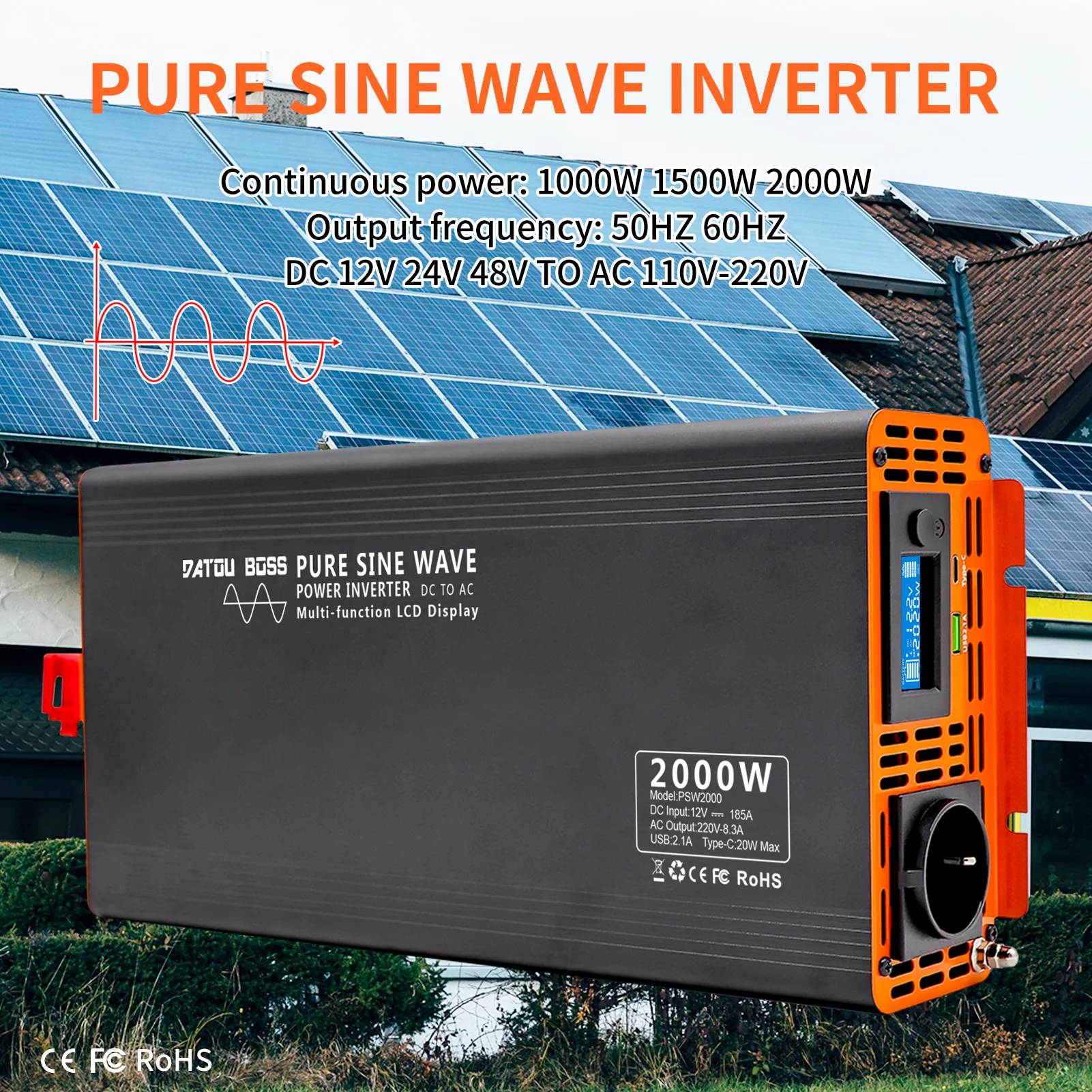 Инверторы мощности Инвертор с чистой синусоидой Преобразователь напряжения 4000