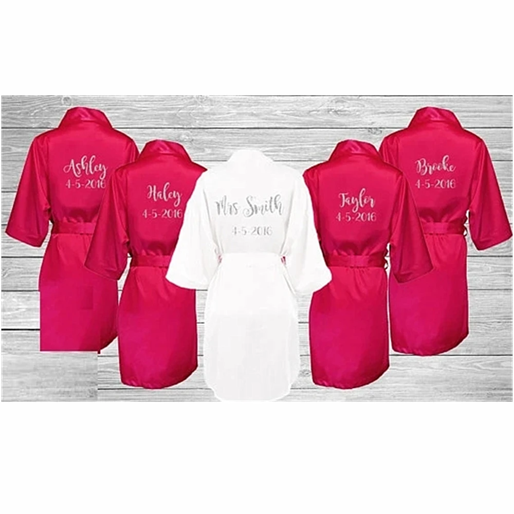 

customize name title bride save the date wedding Bridesmaid bridal Lingerie satin pajamas robes kimonos gowns gifts partyfavors