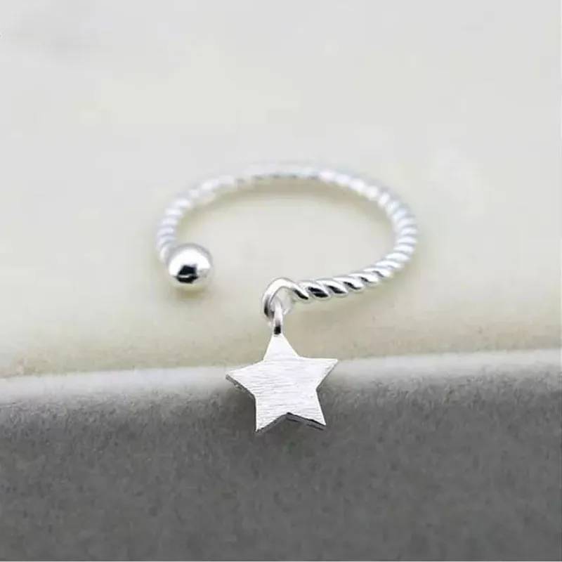 

Minimalism Trendy Silver Rings for Women Star Pendant Opening Wedding Rings Anillos Fine Jewelry Ladies Engagement Party Gifts