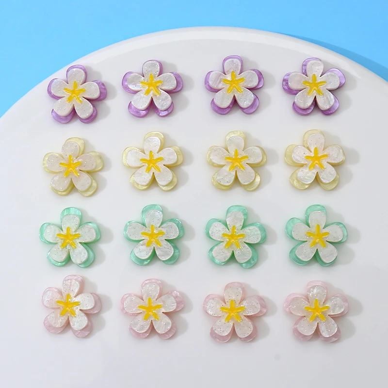 

10pcs 22x22mm Two Layer Colorful Flowers Fashion Beads Beauty Acrylic DIY Jewelry Making Findings Neckalce Hair Accessories