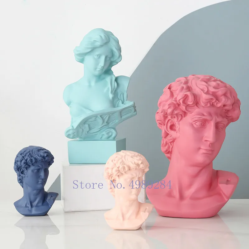 

Creative Nordic Resin character sculpture Human head David Retro Crafts ornaments Imitation plaster Modern home decorations
