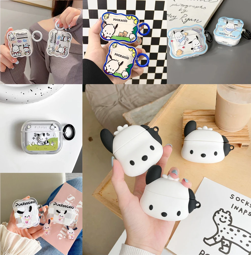 

Sanrio Cute dog Pochacco soft silicone Earphones Case for Apple AirPods Air Pods 1 2 3 Pro Cover Protective Headphone Box Bag