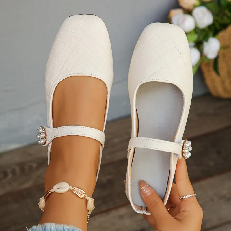 Женские туфли в стиле ретро на плоской подошве с квадратным носком повседневные