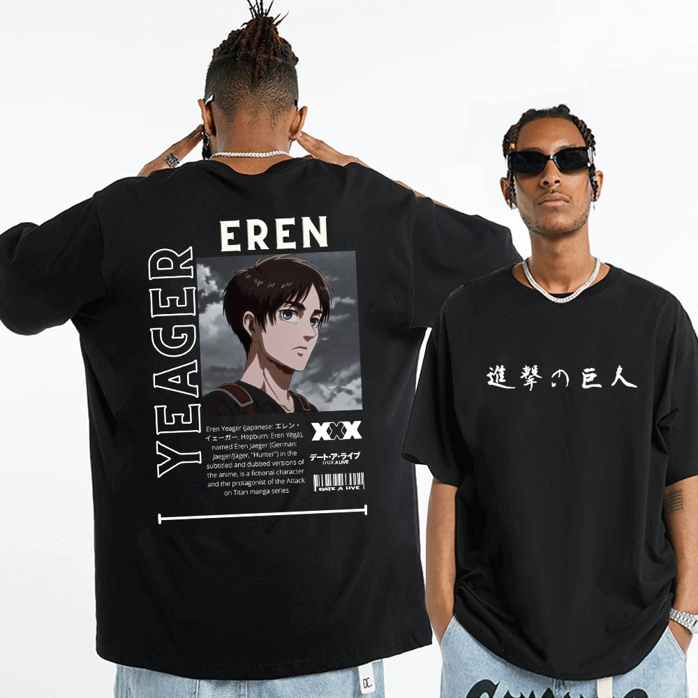 

Japanese Anime Attack on Titan T Shirt Men Women Summer Y2K Style Tshirt Manga Titan Attack Eren Yeager Classic T-Shirt Tops