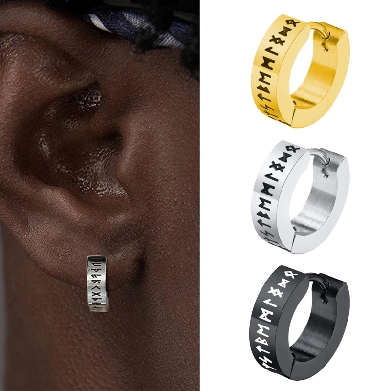 Серьги-обручи с узором Вике Стильные серьги-кольца гравировкой Уникальный зажим