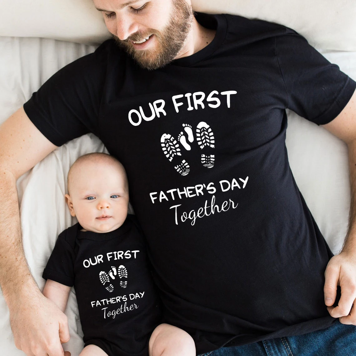 

Our First Father's Day Together Father and Baby Shirt Matching Shirt for Dad and Son Daddy and Baby Fathers Day Gift From Baby L