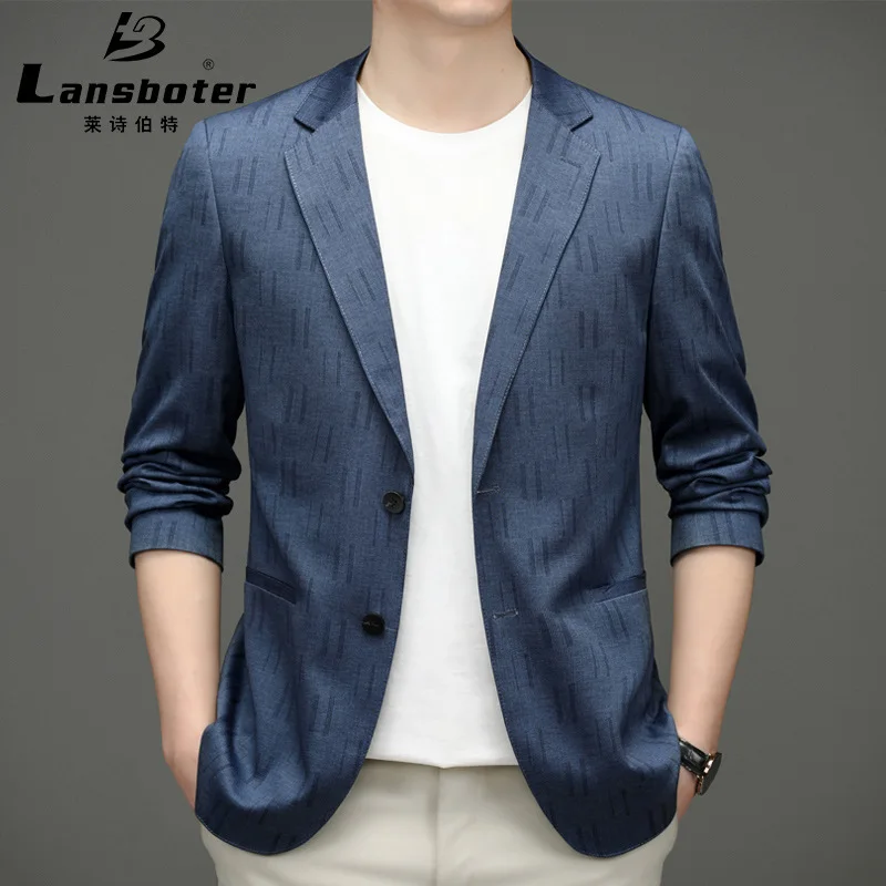 

Lansboter Blue Suit Coat Spring And Autumn Thin Men's Casual Suit Korean Version Slim Fit Small Suit Jacket