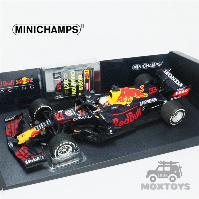 MINICHAMPS 1:18 2021 F1 RB RACING HONDA RB16B MV33 WINNER ABU DHABI W/PITBOARD Diecast Model Car | Railed/Motor/Cars/Bicycles