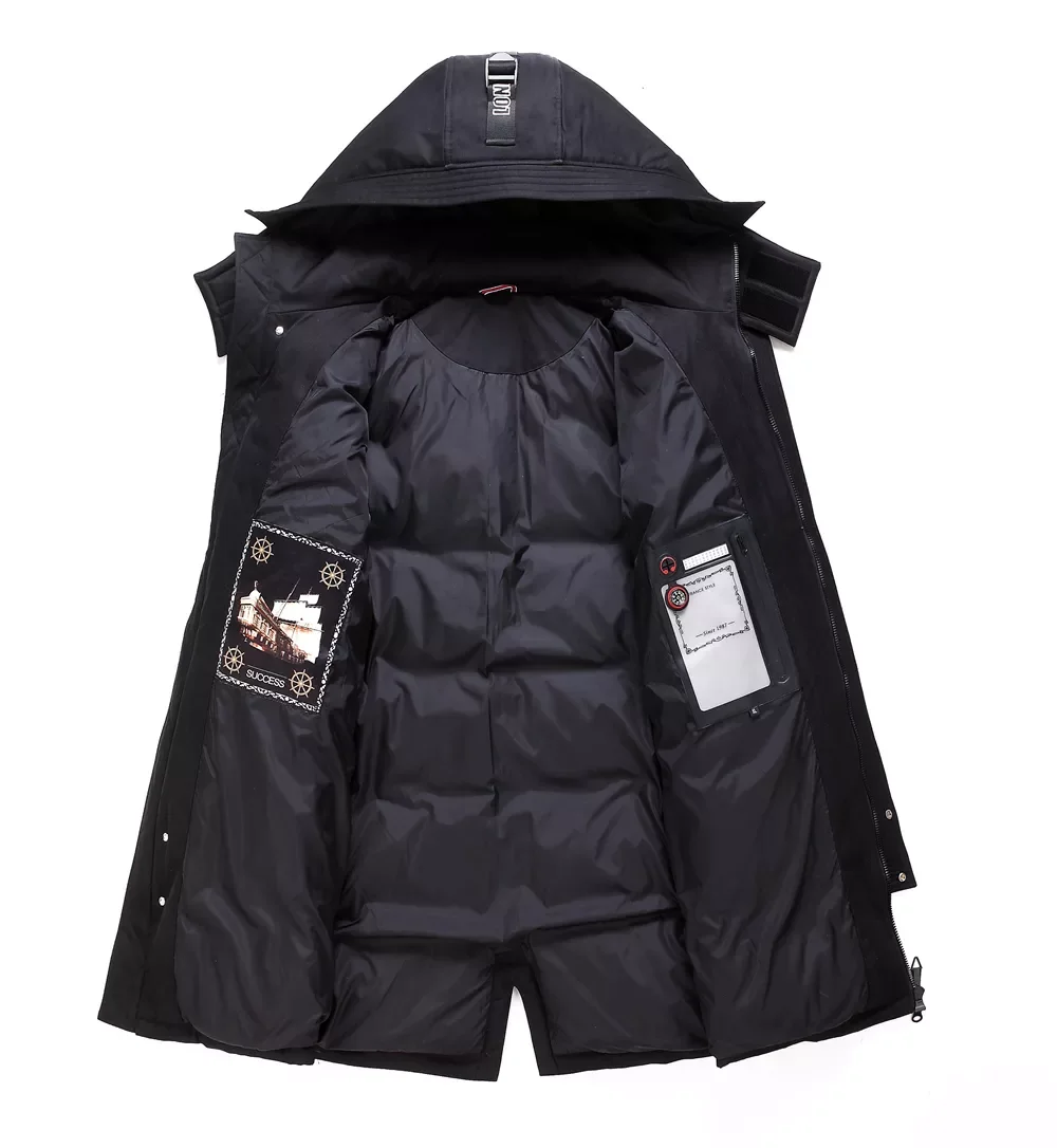 2022New Winter New Men's Long White Duck Down Jacket Fashion Hooded Thick Warm Coat Male Big Red Blue Black Brand Clothes