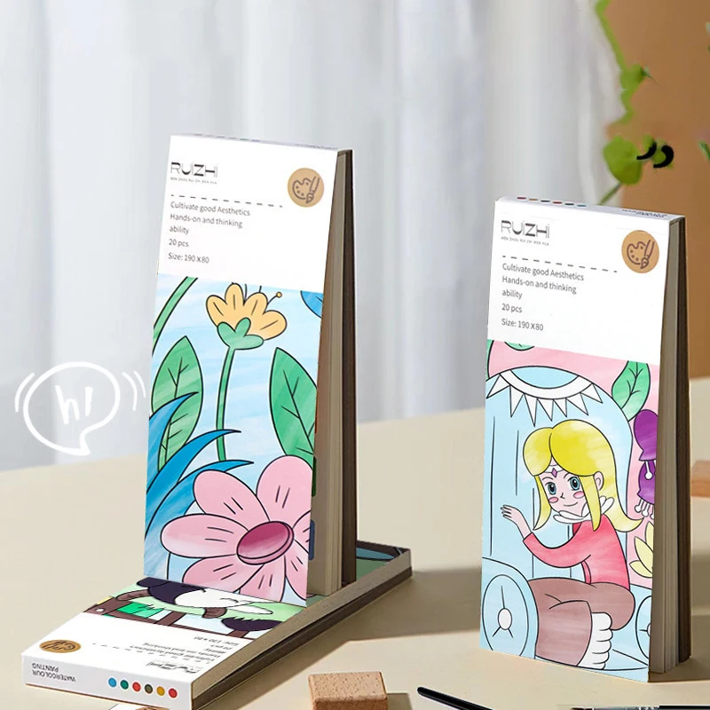 

Portable Children Watercolor Painting Book 20 Sheets Gouache Graffiti Picture 1 Pen Coloring Water Drawing Books Set Kids Toys