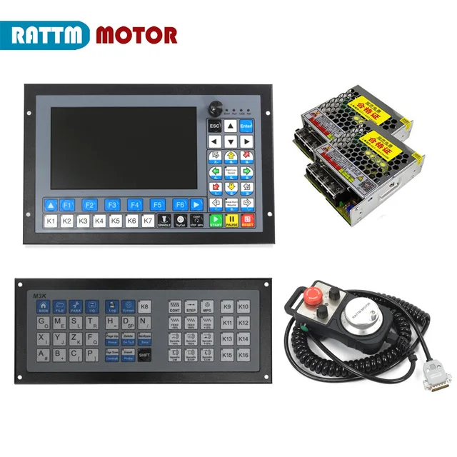 Plc 3 4 5 axis ddcs expert off-line cnc motion controller kit + 6 axis mpg handwheel + extended keyboard m3k etc.