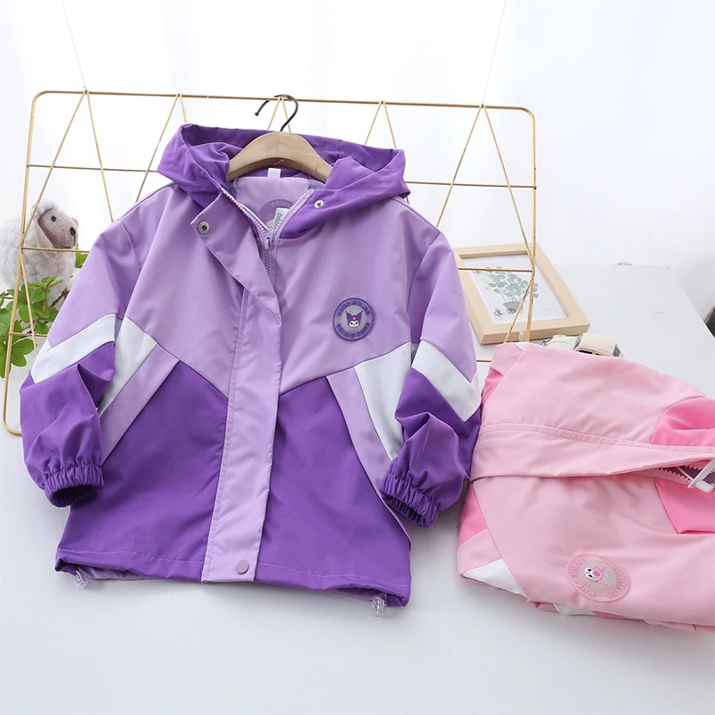 

Kawaii Sanrio Kuromi Kids Jacket Punching Jacket Fall Warm Windproof Baseball Shirt Boys Girls Zip Up Coats Baby Outing Clothes