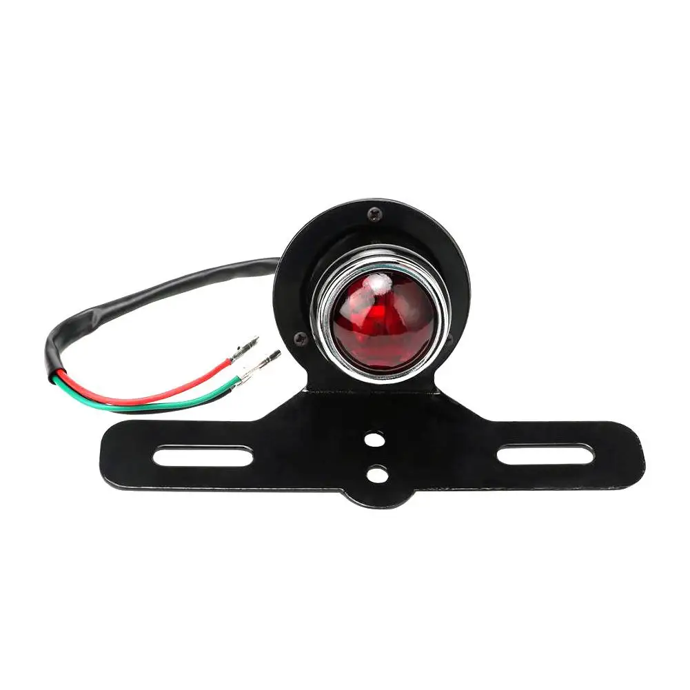 

Motorcycle Retro Red Rear Tail Brake Stop Light License Plate Light Round High-brightness Led Halogen Lamp Combination