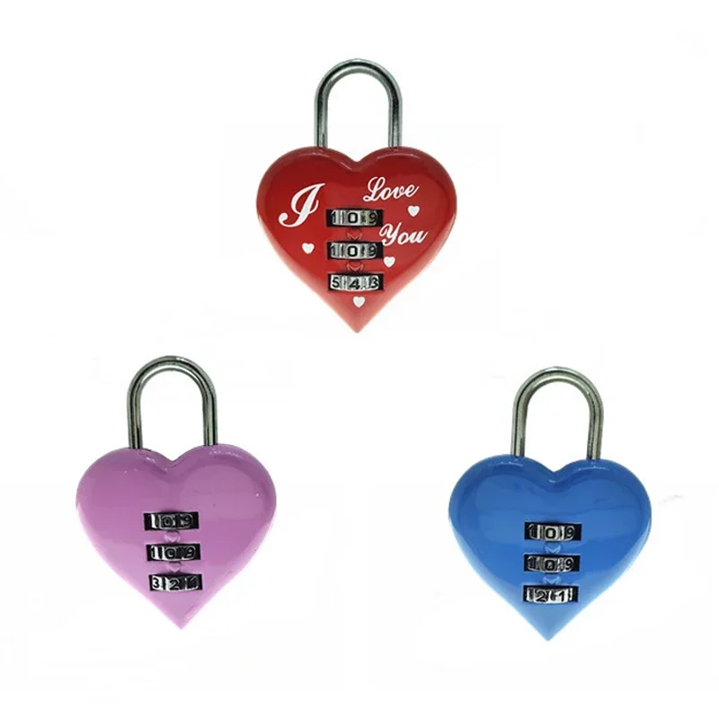 Модный Мини-замок с 3-значным кодом комбинированный замок в форме сердца Дорожный