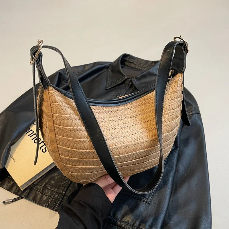 Сумка кросс-боди Женская соломенная саквояж большой вместимости дизайнерский