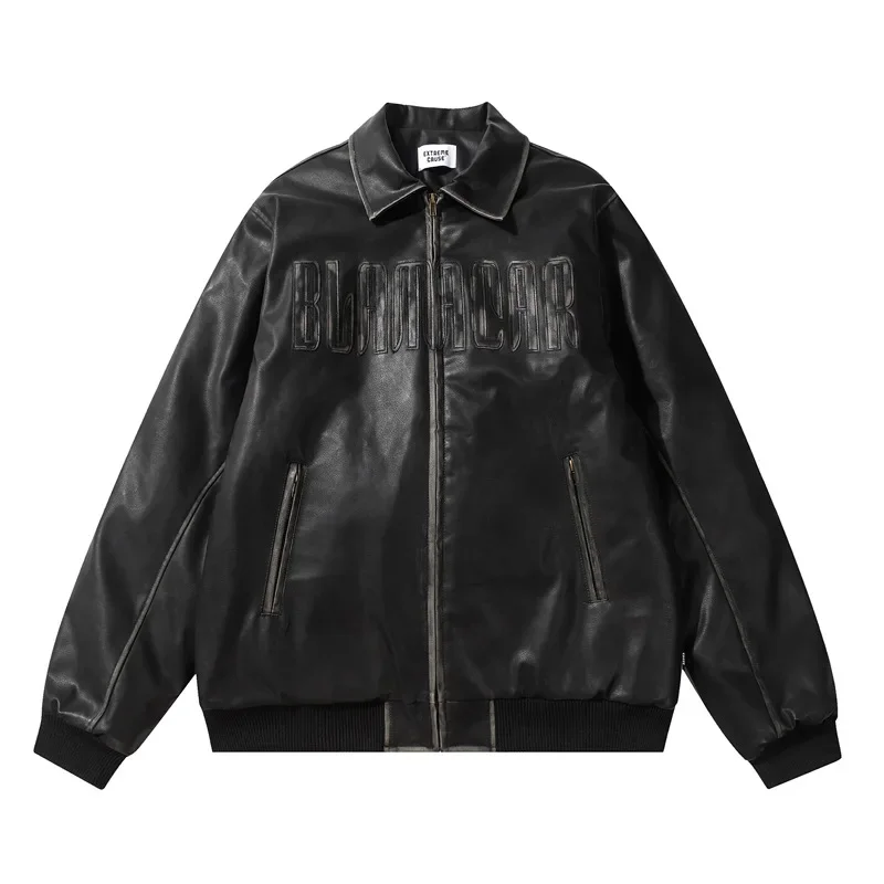 Осень/зима винтажная мужская уличная модная свободная кожаная куртка в