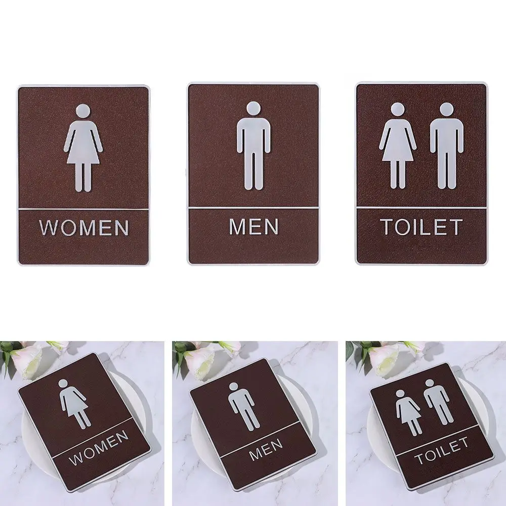 Retro Self-adhesive 20*15cm Decorative Plate Toilet Signs Stickers Imitation Leather Man&Woman Marker WC Door Plaque