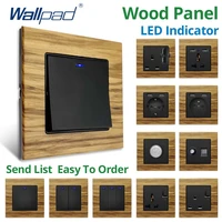 wallpad wood panel wall power sockets and switches 123 gang 2 way with led usb charging port eu uk russia outlet plug