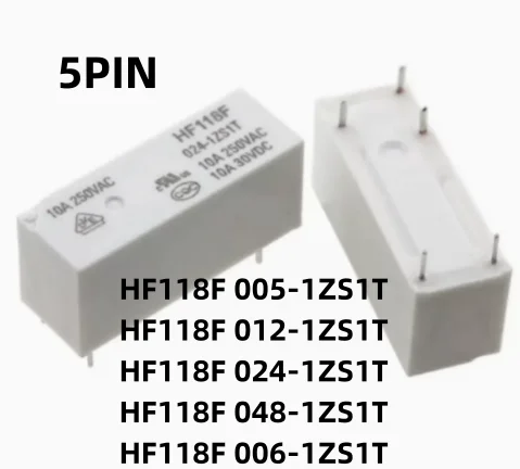 Новинка 10 шт./партия HF118F 005-1ZS1T HF118F-012-1ZS1T HF118F 024-1ZS1T HF118F 012-1ZS1T HF118F 024 1ZS1T JQX-118F 5PIN 10A