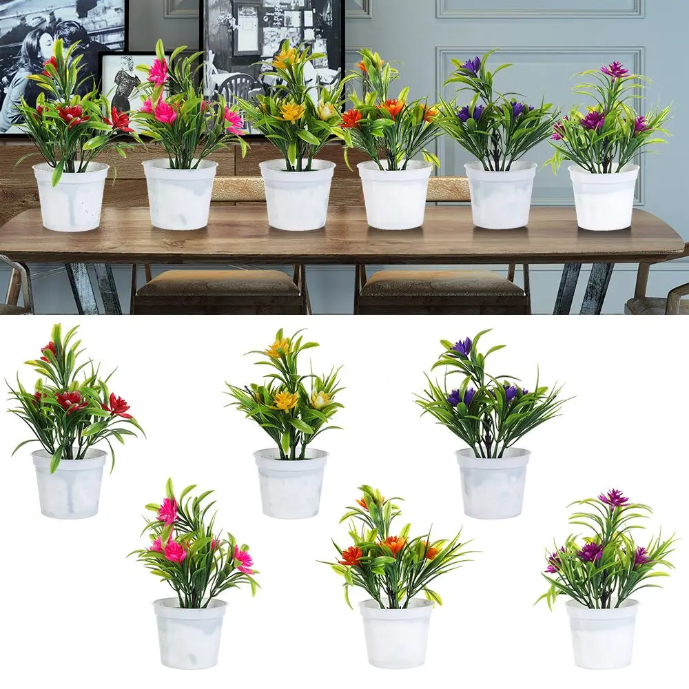 Мини-пейзаж желтого цвета для офиса с горшками искусственные накладные растения