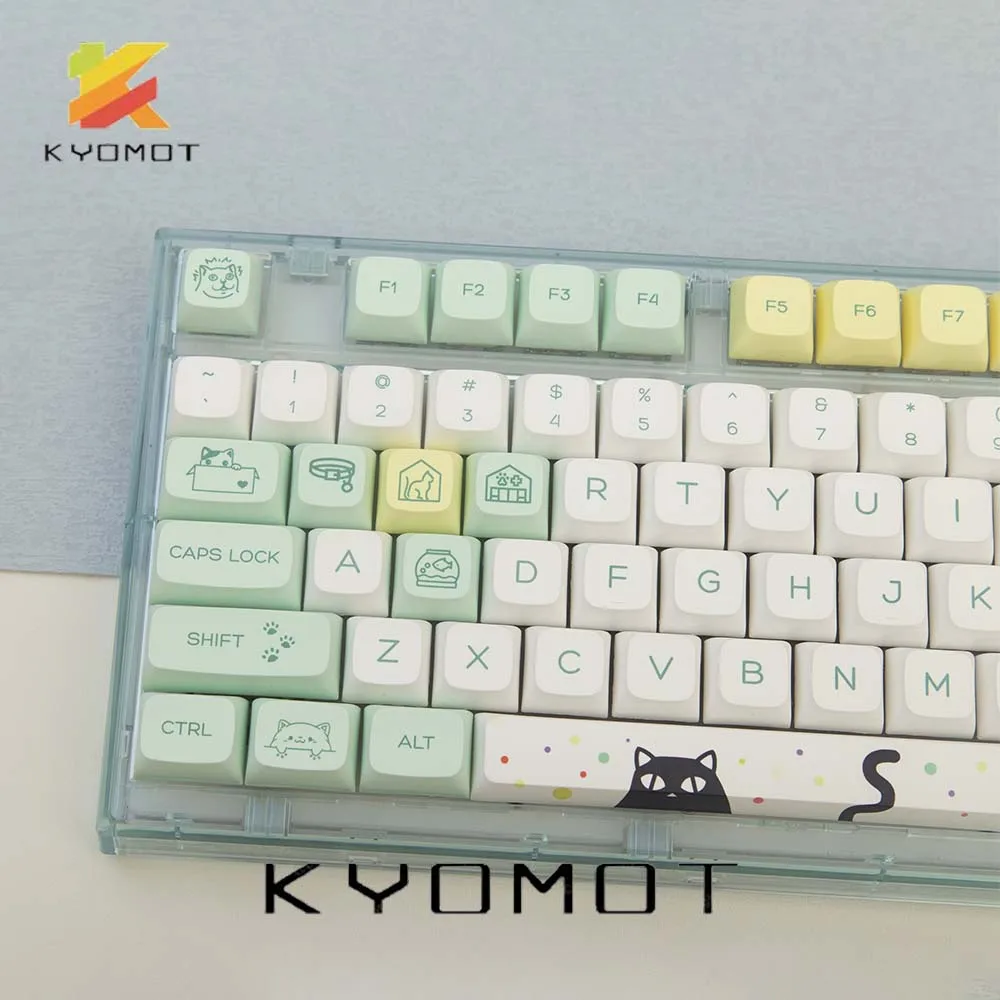 KYOMOT 131 Keys Cute Cat Theme Keycaps PBT Dye Sublimation XDA Profile for MX Switch Mechanical Keyboard 61/64/68/87/96/104/108 images - 6