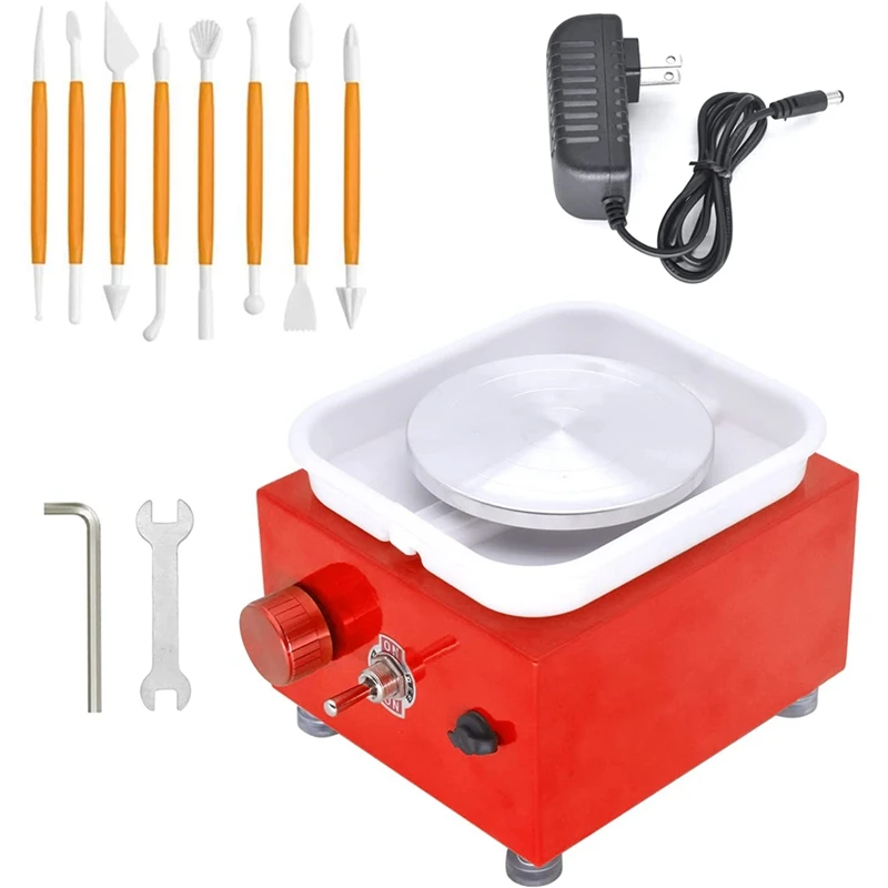 

Electric Pottery Wheel Machine,10Cm Adjustable Speed Pottery Wheel With Detachable Basin,For Ceramic Teaching US Plug