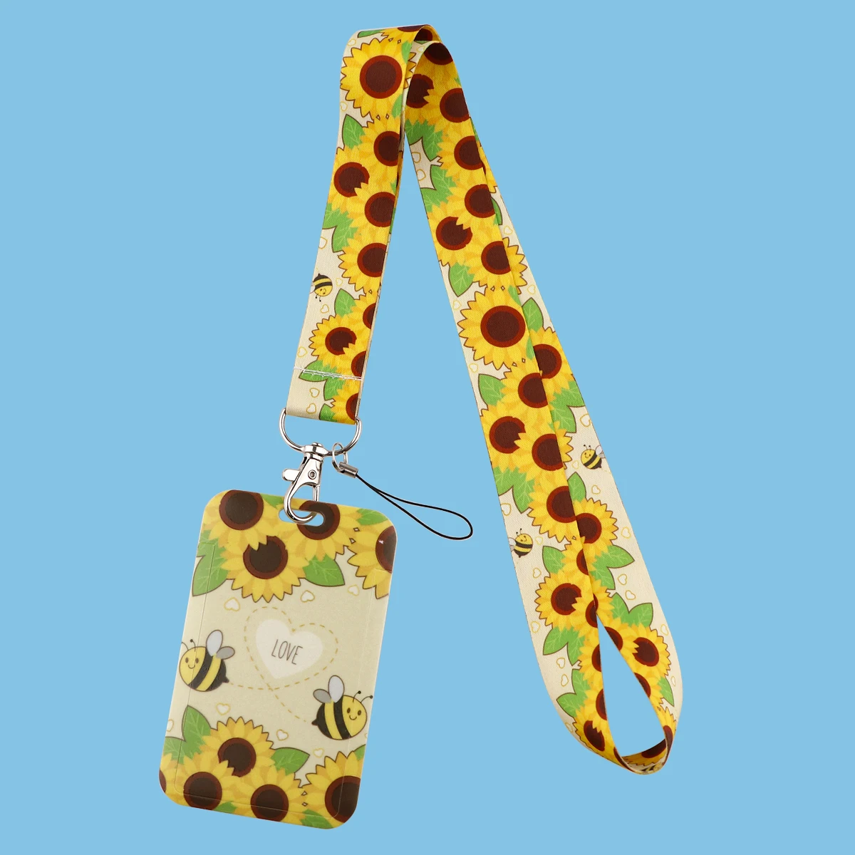 AD2256 Милый ремешок с шеей с пчелкой Подсолнуховый карабин для ключей, карты идентификации, значка, мобильных ремней, телефона, брелока, ремешка