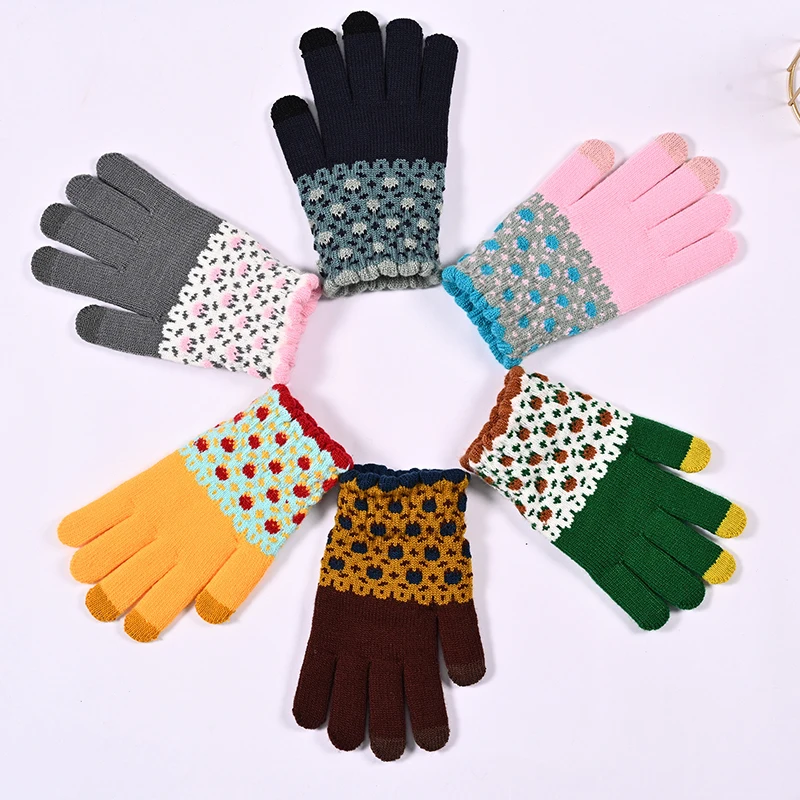 

Женские Оригинальные плотные теплые эластичные вязаные перчатки из искусственной шерсти перчатки с пальцами для улицы лыжные перчатки