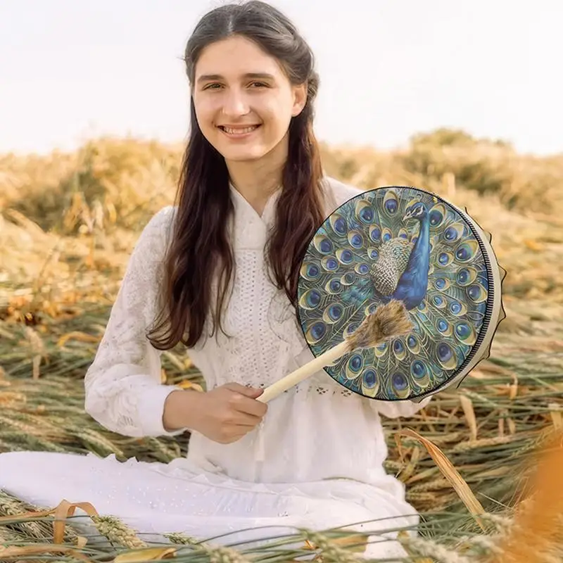 Духовный барабан шамана родные инструменты Сибирский узор Птицы 9 8 дюймов