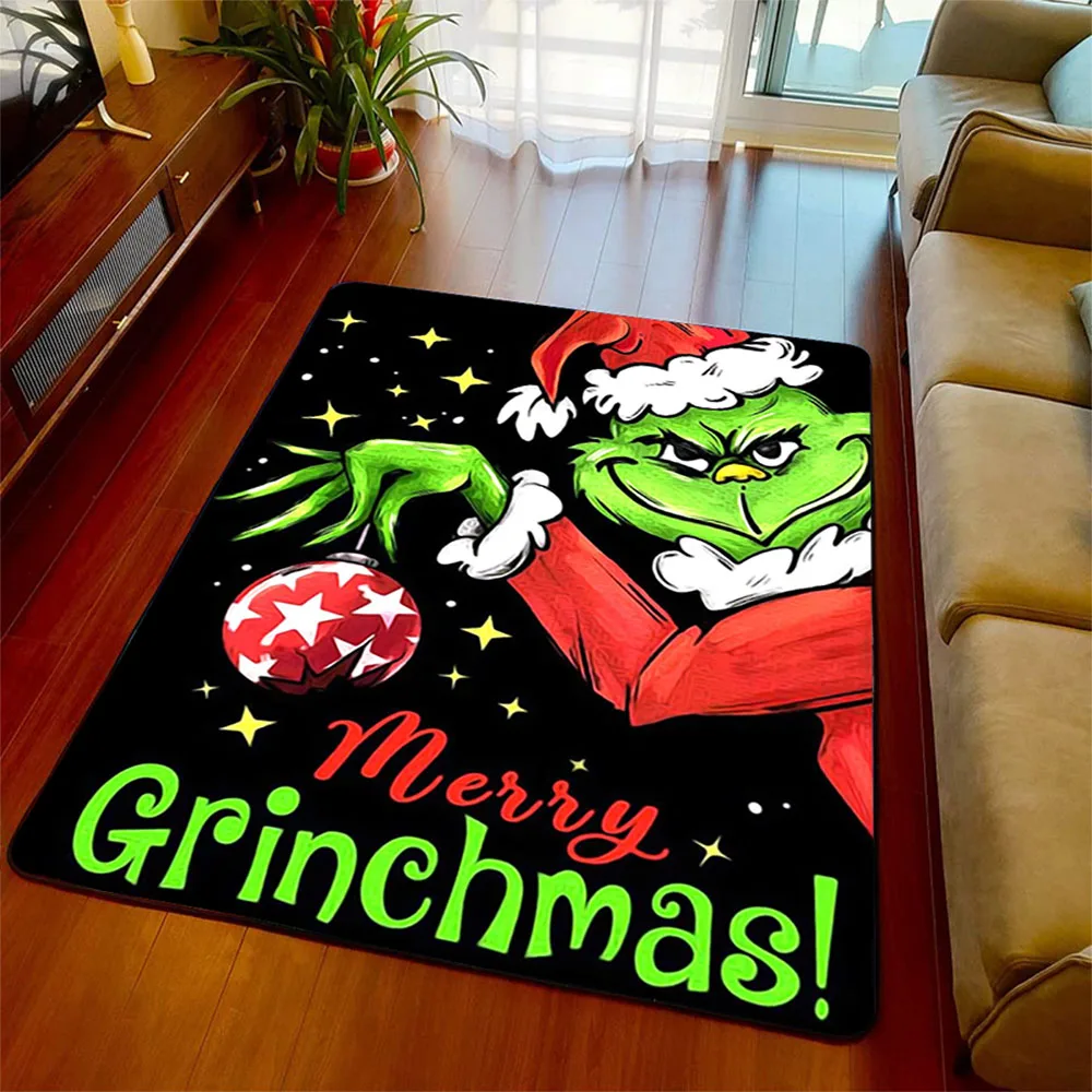 Navidad Grinch Carpet Living Room Rugs Merry Christmas Tree Decorations for Home Xmas Ornaments Pendant Christmas Noel Doormat