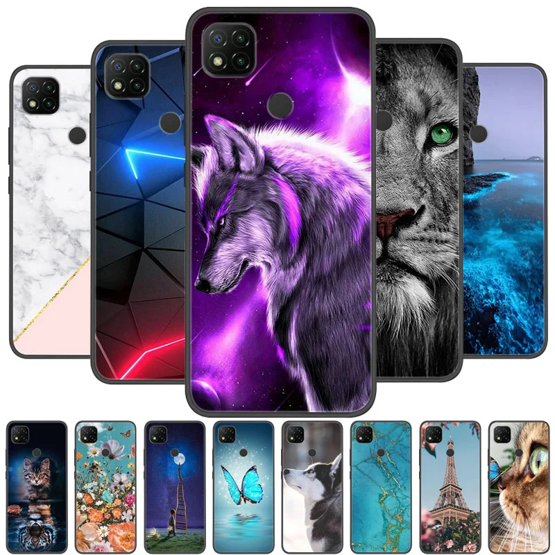 Чехол для Redmi 9C NFC силиконовый мягкий чехол телефона с изображением Льва волка Xiaomi