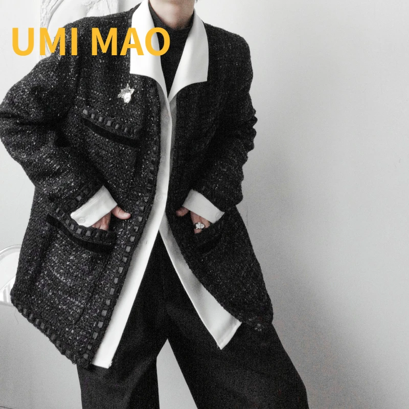 

UMI MAO Yamamoto Dark Niche Black Men Women Korean Version Small Incense Wind Long Sleeved Jacket Men's Trend Exquisite Y2K