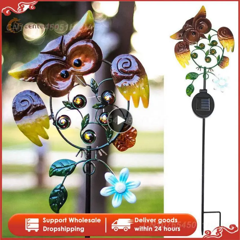 

Solar Wrought Iron Cute Owl Animal Pixie Lawn Ornament Waterproof Lamp Unique Christmas Lights Outdoor Solar Landscape Lamps