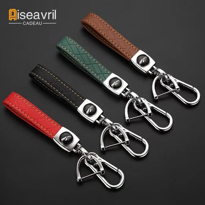 

Car Key Pendant Split Rings Keychain Microfiber Leather Keyring Universal Key Fob Auto Vehicle Lobster Clasp Car Accessories