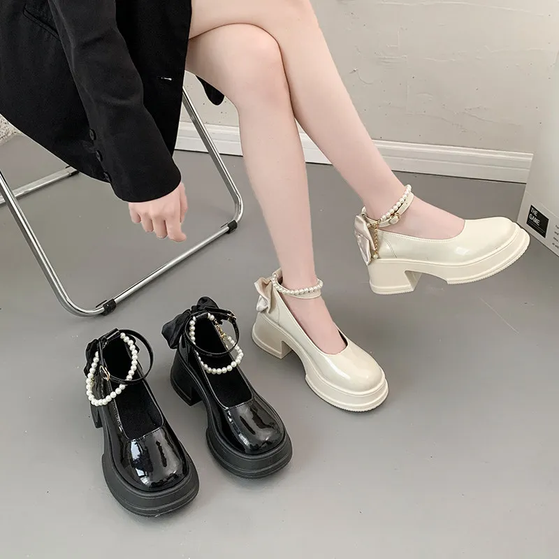 Туфли на каблуке сабо платформе украшенные жемчугом оксфорды женские криперы с