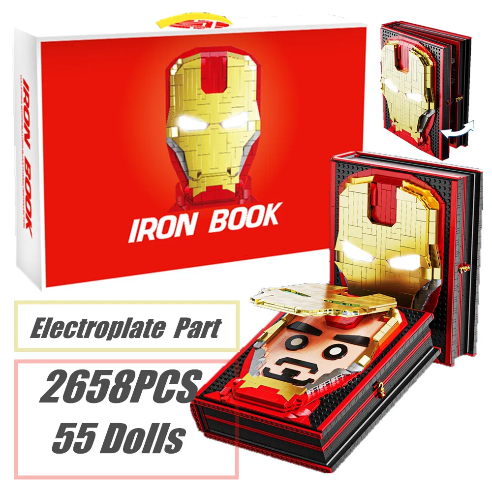 

Disney Iron Man WITH 55 Mini Dolls MK44 Ironman Figures Marvels Avengers Display Book Building Block Bricks Toy Gift Kid