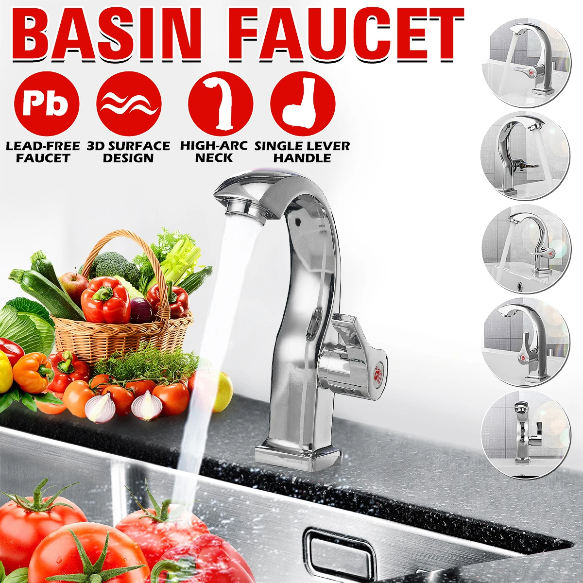 

Bathroom Faucet Basin Sink Water Tap Single Cold Faucet Single Handle Spout Sink Bath Basin Faucet Kitchen&Bathroom Accessory