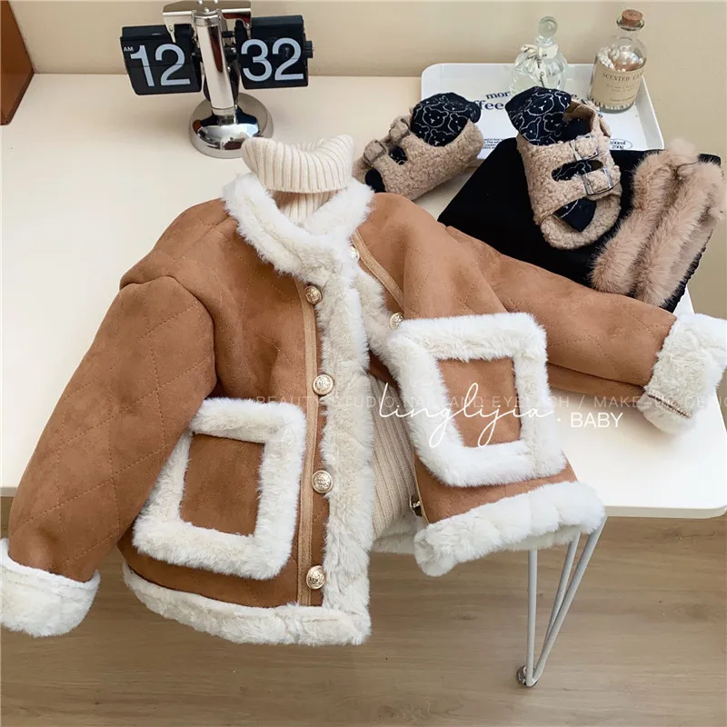 

Зимняя куртка для девочек, теплая детская одежда, корейские пальто, новая модель