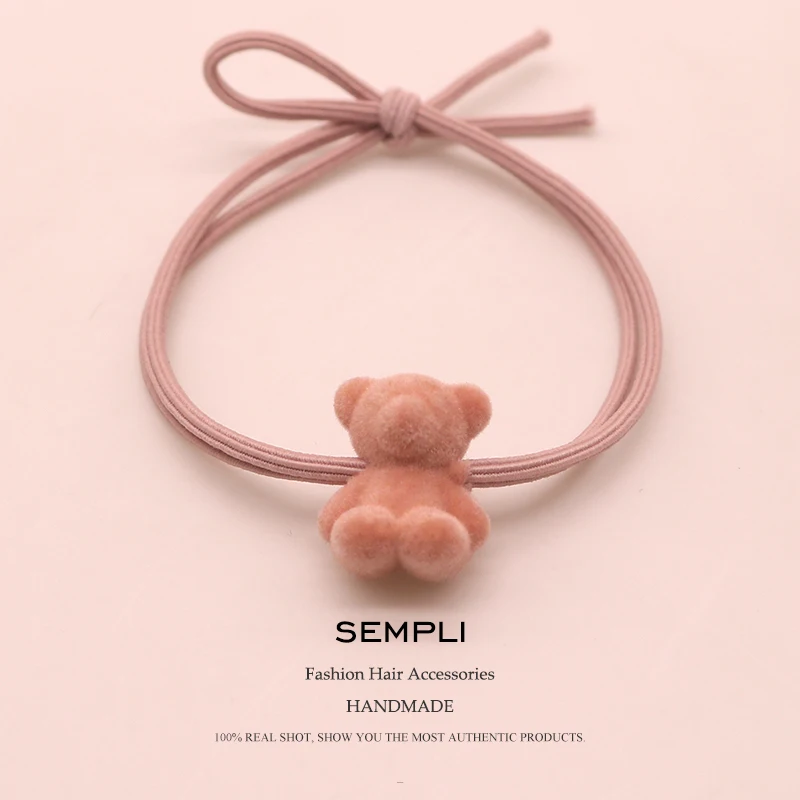 Повязка для волос Sempli из розовой флокирующей ткани милые эластичные повязки в